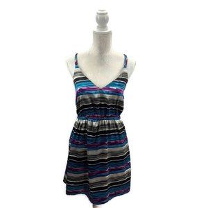 Rumors Dress Elastic Waist Striped Twist Back L